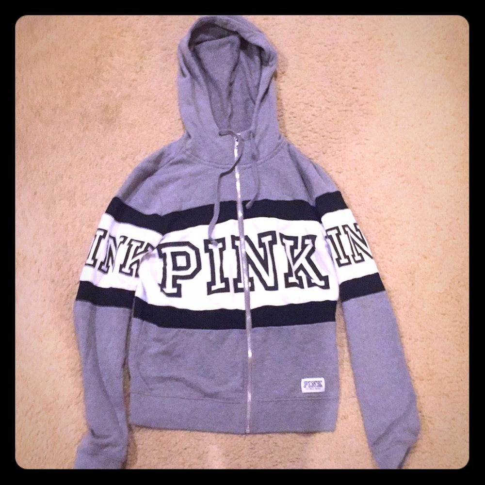 Grey zip-up hoodie from pink